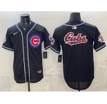 Men's Chicago Cubs Team Big Logo 2026 Fashion Replica Black Out Stitched Baseball Jersey