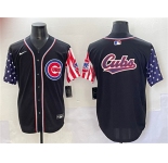 Men's Chicago Cubs Team Big Logo Black 2025 Independence Day Vapor Premier Limited Stitched Baseball Jersey