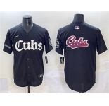 Men's Chicago Cubs Team Big Logo Black 'Gothic North Side Edition' Vapor Premier Limited Stitched Baseball Jersey