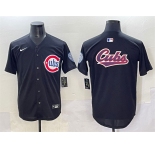 Men's Chicago Cubs Team Big Logo Black Limited Stitched Baseball Jersey