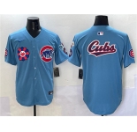 Men's Chicago Cubs Team Big Logo Blue 2025 Tokyo Series 2nd Alternate Limited Stitched Baseball Jersey