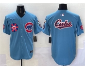 Men's Chicago Cubs Team Big Logo Blue 2025 Tokyo Series 2nd Alternate Limited Stitched Baseball Jersey