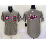 Men's Chicago Cubs Team Big Logo Gray 2025 Tokyo Series Limited Stitched Baseball Jersey