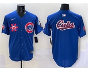 Men's Chicago Cubs Team Big Logo Royal 2025 Tokyo Series Limited Stitched Baseball Jersey