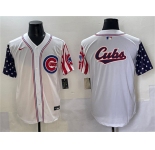 Men's Chicago Cubs Team Big Logo White 2025 Independence Day Vapor Premier Limited Stitched Baseball Jersey