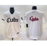 Men's Chicago Cubs Team Big Logo White 'Gothic North Side Edition' Vapor Premier Limited Stitched Baseball Jersey