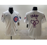 Men's Chicago Cubs White Harry Caray 'Holy Cow' Patch Limited Stitched Baseball Jersey