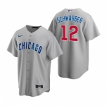 Men's Nike Chicago Cubs #12 Kyle Schwarber Gray Road Stitched Baseball Jersey