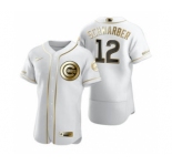 Men's Nike Chicago Cubs #12 Kyle Schwarber White 2020 Authentic Golden Edition Baseball Jersey