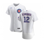 Men's Nike Chicago Cubs #12 Kyle Schwarber White Home 2020 Authentic Player Baseball Jersey