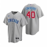 Men's Nike Chicago Cubs #40 Willson Contreras Gray Road Stitched Baseball Jersey