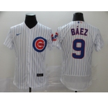 Nike Men's Chicago Cubs #9 Javier Baez White Home Flex Base Authentic Collection Baseball Jersey