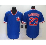 Nike Men's Mitchell and Ness Chicago Cubs #23 Ryne Sandberg Authentic Blue Throwback MLB Jersey