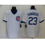Nike Men's Mitchell and Ness Chicago Cubs #23 Ryne Sandberg Authentic White Throwback MLB Jersey