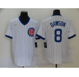 Nike Men's Mitchell and Ness Chicago Cubs #8 Andre Dawson Authentic White Throwback MLB Jersey