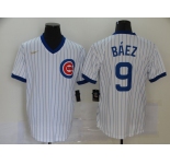 Nike Men's Mitchell and Ness Chicago Cubs #9 Javier Baez Authentic White Throwback MLB Jersey