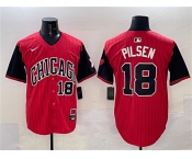 Men's Chicago White Sox #18 Pilsen Red Black 2025 City Connect Limited Stitched Baseball Jersey