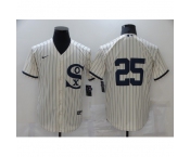 Men's Chicago White Sox #25 Jim Abbott Cream Game 2021 Field of Dreams Jersey