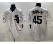 Men's Chicago White Sox #45 Michael Jordan White With Patch Cool Base Stitched Baseball Jersey