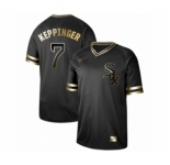 Men's Chicago White Sox #7 Jeff Keppinger Authentic Black Gold Fashion Baseball Jersey