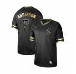 Men's Chicago White Sox #7 Tim Anderson Authentic Black Gold Fashion Baseball Jersey
