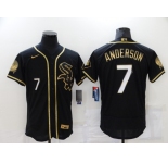 Men's Chicago White Sox #7 Tim Anderson Black 2021 Golden Edition Stitched Flex Base Nike Jersey
