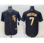 Men's Chicago White Sox #7 Tim Anderson Black Gold Cool Base Stitched Baseball Jersey