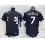 Men's Chicago White Sox #7 Tim Anderson Number Black Stitched MLB Flex Base Nike Jersey
