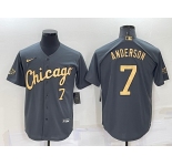Men's Chicago White Sox #7 Tim Anderson Number Grey 2022 All Star Stitched Cool Base Nike Jersey