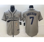 Men's Chicago White Sox #7 Tim Anderson Number Grey Cool Base Stitched Baseball Jersey