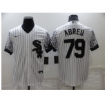 Men's Chicago White Sox #79 Jose Abreu White Gradient Sleeves Stitched Baseball Jersey
