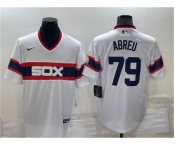 Men's Chicago White Sox #79 Jose Abreu White Pullover Stitched Throwback Cool Base Nike Jersey