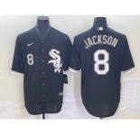 Men's Chicago White Sox #8 Bo Jackson Number Black Cool Base Stitched Jersey