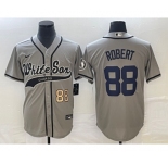 Men's Chicago White Sox #88 Luis Robert Number Grey Cool Base Stitched Baseball Jersey