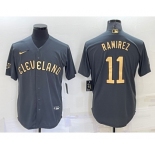 Men's Cleveland Indians #11 Jose Ramirez Grey 2022 All Star Stitched Cool Base Nike Jersey