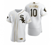 Men's Nike Chicago White Sox #10 Yoan Moncada White 2020 Authentic Golden Edition Baseball Jersey