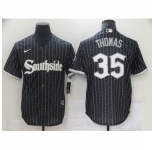 Men's Nike Chicago White Sox #35 Frank Thomas Authentic Black Fashion Jersey