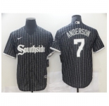 Men's Nike Chicago White Sox Southside #7 Tim Anderson Black Alternate Flex Base Jersey