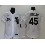 Men's Nike White Sox #45 Michael Jordan White Strip 2020 Baseball Flexbase Jersey