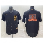 Men San Francisco Giants Black Team Big Logo Cool Base Stitched Baseball Jersey 3