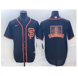 Men San Francisco Giants Black Team Big Logo Cool Base Stitched Baseball Jersey