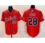 Men's Detroit Tigers #28 Javier Báez Orange With Patch Vapor Premier Limited Stitched Baseball Jersey