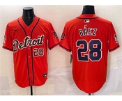 Men's Detroit Tigers #28 Javier Báez Orange With Patch Vapor Premier Limited Stitched Baseball Jersey
