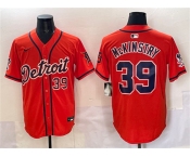 Men's Detroit Tigers #39 Zach McKinstry Orange With Patch Vapor Premier Limited Stitched Baseball Jersey