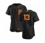 Men's Nike San Francisco Giants #13 Austin Slater Black Alternate 2020 Authentic Player Baseball Jersey