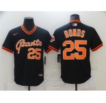Men's Nike San Francisco Giants #25 Barry Bonds Black Retro Baseball Jersey