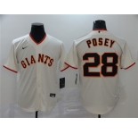 Men's Nike San Francisco Giants #28 Buster Posey Authentic Cream Alternate Cool Base Baseball Jersey