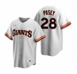 Men's Nike San Francisco Giants #28 Buster Posey White Cooperstown Collection Home Stitched Baseball Jersey