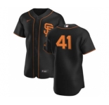 Men's Nike San Francisco Giants #41 Wilmer Flores Black Alternate 2020 Authentic Player Baseball Jersey