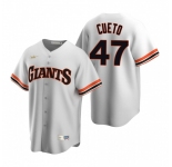 Men's Nike San Francisco Giants #47 Johnny Cueto White Cooperstown Collection Home Stitched Baseball Jersey